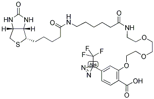 2-[2-[2-[2-[6-(Biotinylaminohexanoyl)]aminoethoxy]ethoxy]ethoxy]-4-[3-(trifluoromethyl)-3H-diazirin-3-yl]benzoic acid 结构式