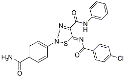 (5Z)-2-[4-(AMINOCARBONYL)PHENYL]-5-[(4-CHLOROBENZOYL)IMINO]-N-PHENYL-2,5-DIHYDRO-1,2,3-THIADIAZOLE-4-CARBOXAMIDE 结构式