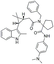 1-(N-BENZYL-2-((1R,3S)-2,2-DIMETHYL-3-(2-METHYL-1H-INDOL-3-YL)CYCLOPROPYL)ACETAMIDO)-N-(4-(DIMETHYLAMINO)PHENYL)CYCLOPENTANECARBOXAMIDE 结构式