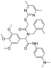 N-(4-(DIMETHYLAMINO)PHENYL)-2-(2-(4,6-DIMETHYLPYRIMIDIN-2-YLTHIO)-N-(2-METHYLBENZYL)ACETAMIDO)-2-(3,4,5-TRIMETHOXYPHENYL)ACETAMIDE 结构式