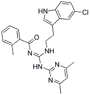 (E)-N-((2-(5-CHLORO-1H-INDOL-3-YL)ETHYLAMINO)(4,6-DIMETHYLPYRIMIDIN-2-YLAMINO)METHYLENE)-2-METHYLBENZAMIDE 结构式