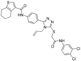 N-(4-(4-ALLYL-5-(2-(3,4-DICHLOROPHENYLAMINO)-2-OXOETHYLTHIO)-4H-1,2,4-TRIAZOL-3-YL)PHENYL)-4,5,6,7-TETRAHYDROBENZO[B]THIOPHENE-3-CARBOXAMIDE 结构式