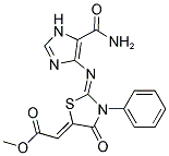 METHYL (2Z)-((2Z)-2-{[5-(AMINOCARBONYL)-1H-IMIDAZOL-4-YL]IMINO}-4-OXO-3-PHENYL-1,3-THIAZOLIDIN-5-YLIDENE)ACETATE 结构式