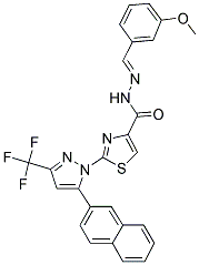 (E)-N'-(3-METHOXYBENZYLIDENE)-2-(5-(NAPHTHALEN-2-YL)-3-(TRIFLUOROMETHYL)-1H-PYRAZOL-1-YL)THIAZOLE-4-CARBOHYDRAZIDE 结构式