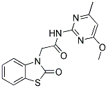 N-(4-METHOXY-6-METHYLPYRIMIDIN-2-YL)-2-(2-OXO-1,3-BENZOTHIAZOL-3(2H)-YL)ACETAMIDE 结构式