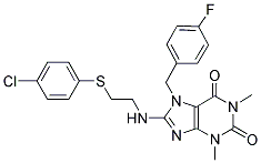 8-(2-(4-CHLOROPHENYLTHIO)ETHYLAMINO)-7-(4-FLUOROBENZYL)-1,3-DIMETHYL-1H-PURINE-2,6(3H,7H)-DIONE 结构式