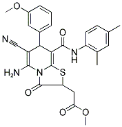 METHYL 2-(5-AMINO-6-CYANO-8-(2,4-DIMETHYLPHENYLCARBAMOYL)-7-(3-METHOXYPHENYL)-3-OXO-3,7-DIHYDRO-2H-THIAZOLO[3,2-A]PYRIDIN-2-YL)ACETATE 结构式
