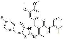 (E)-5-(3,4-DIMETHOXYPHENYL)-2-(4-FLUOROBENZYLIDENE)-7-METHYL-3-OXO-N-O-TOLYL-3,5-DIHYDRO-2H-THIAZOLO[3,2-A]PYRIMIDINE-6-CARBOXAMIDE 结构式