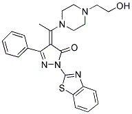 (Z)-1-(BENZO[D]THIAZOL-2-YL)-4-(1-(4-(2-HYDROXYETHYL)PIPERAZIN-1-YL)ETHYLIDENE)-3-PHENYL-1H-PYRAZOL-5(4H)-ONE 结构式