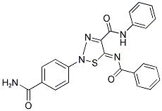 (5Z)-2-[4-(AMINOCARBONYL)PHENYL]-5-(BENZOYLIMINO)-N-PHENYL-2,5-DIHYDRO-1,2,3-THIADIAZOLE-4-CARBOXAMIDE 结构式