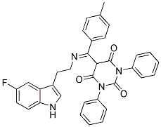 (E)-5-((2-(5-FLUORO-1H-INDOL-3-YL)ETHYLIMINO)(P-TOLYL)METHYL)-1,3-DIPHENYLPYRIMIDINE-2,4,6(1H,3H,5H)-TRIONE 结构式