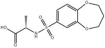 2-(3,4-二氢-2H-1,5-苯并二氧杂环庚烷-7-磺酰胺)丙酸 结构式