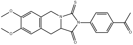 2-(4-ACETYLPHENYL)-7,8-DIMETHOXY-3-THIOXO-2,3,10,10A-TETRAHYDROIMIDAZO[1,5-B]ISOQUINOLIN-1(5H)-ONE 结构式