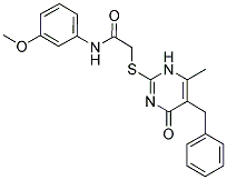 2-(5-BENZYL-6-METHYL-4-OXO-1,4-DIHYDRO-PYRIMIDIN-2-YLSULFANYL)-N-(3-METHOXY-PHENYL)-ACETAMIDE 结构式