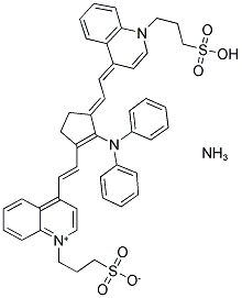 AMMONIUM 3-(4-[(E)-2-(2-(DIPHENYLAMINO)-3-((E)-2-[1-(3-SULFONATOPROPYL)-4-QUINOLINIUMYL]ETHENYL)-2-CYCLOPENTEN-1-YLIDENE)ETHYLIDENE]-1-QUINOLINYL)-1-PROPANESULFONATE 结构式