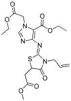 ETHYL 4-{[3-ALLYL-5-(2-METHOXY-2-OXOETHYL)-4-OXO-1,3-THIAZOLIDIN-2-YLIDENE]AMINO}-1-(2-ETHOXY-2-OXOETHYL)-1H-IMIDAZOLE-5-CARBOXYLATE 结构式