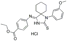 ETHYL 4-{[1-(3-METHOXYPHENYL)-2-THIOXO-1,3-DIAZASPIRO[4.5]DEC-4-YLIDENE]AMINO}BENZOATE HYDROCHLORIDE 结构式