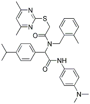 N-(4-(DIMETHYLAMINO)PHENYL)-2-(2-(4,6-DIMETHYLPYRIMIDIN-2-YLTHIO)-N-(2-METHYLBENZYL)ACETAMIDO)-2-(4-ISOPROPYLPHENYL)ACETAMIDE 结构式