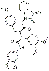 N-(BENZO[D][1,3]DIOXOL-5-YL)-2-(3,4-DIMETHOXYPHENYL)-2-(2-(2,3-DIOXOINDOLIN-1-YL)-N-(4-METHOXYBENZYL)ACETAMIDO)ACETAMIDE 结构式