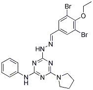 (E)-4-(2-(3,5-DIBROMO-4-ETHOXYBENZYLIDENE)HYDRAZINYL)-N-PHENYL-6-(PYRROLIDIN-1-YL)-1,3,5-TRIAZIN-2-AMINE 结构式