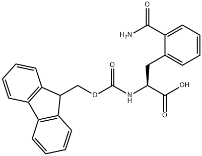 (2S)-3-(2-氨基甲酰苯基)-2-(芴甲氧羰基氨基)丙酸 结构式