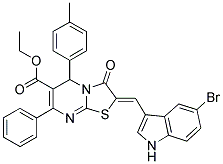 (Z)-ETHYL 2-((5-BROMO-1H-INDOL-3-YL)METHYLENE)-3-OXO-7-PHENYL-5-P-TOLYL-3,5-DIHYDRO-2H-THIAZOLO[3,2-A]PYRIMIDINE-6-CARBOXYLATE 结构式