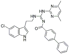 (E)-N-((2-(5-CHLORO-1H-INDOL-3-YL)ETHYLAMINO)(4,6-DIMETHYLPYRIMIDIN-2-YLAMINO)METHYLENE)BIPHENYL-4-CARBOXAMIDE 结构式