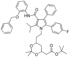 (6-(2-[3-(2-BENZYLOXY-PHENYLCARBAMOYL)-5-(4-FLUORO-PHENYL)-2-ISOPROPYL-4-PHENYL-PYRROL-1-YL]-ETHYL)-2,2-DIMETHYL-[1,3]-DIOXANE-4-YL)-ACETIC ACID, TERT-BUTYL ESTER 结构式