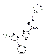 N'-[(1E)-(4-FLUOROPHENYL)METHYLENE]-2-[5-PHENYL-3-(TRIFLUOROMETHYL)-1H-PYRAZOL-1-YL]-1,3-THIAZOLE-4-CARBOHYDRAZIDE 结构式
