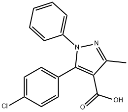 5-(4-CHLORO-PHENYL)-3-METHYL-1-PHENYL-1H-PYRAZOLE-4-CARBOXYLIC ACID 结构式