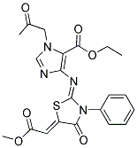 ETHYL 4-({5-[(Z)-2-METHOXY-2-OXOETHYLIDENE]-4-OXO-3-PHENYL-1,3-THIAZOLIDIN-2-YLIDENE}AMINO)-1-(2-OXOPROPYL)-1H-IMIDAZOLE-5-CARBOXYLATE 结构式