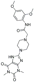 2-[4-(1,3-DIMETHYL-2,6-DIOXO-2,3,6,7-TETRAHYDRO-1H-PURIN-8-YL)PIPERAZIN-1-YL]-N-(2,4-DIMETHOXYPHENYL)ACETAMIDE 结构式