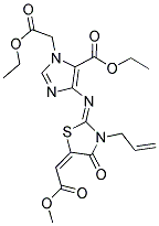 ETHYL 4-({3-ALLYL-5-[(E)-2-METHOXY-2-OXOETHYLIDENE]-4-OXO-1,3-THIAZOLIDIN-2-YLIDENE}AMINO)-1-(2-ETHOXY-2-OXOETHYL)-1H-IMIDAZOLE-5-CARBOXYLATE 结构式