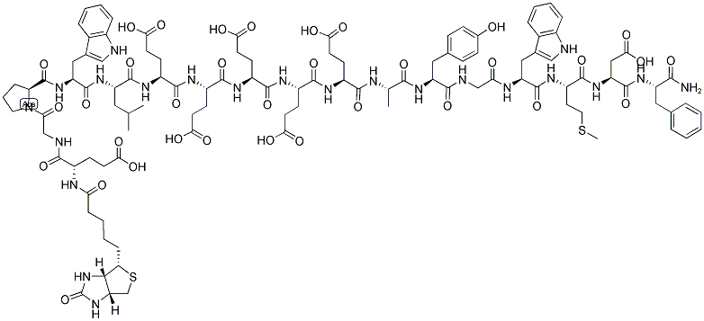 BIOTIN-GLU-GLY-PRO-TRP-LEU-GLU-GLU-GLU-GLU-GLU-ALA-TYR-GLY-TRP-MET-ASP-PHE-NH2 结构式