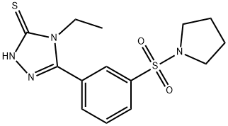 4-乙基-5-[3-(吡咯烷-1-磺酰基)苯基]-4H-1,2,4-三唑-3-硫醇 结构式