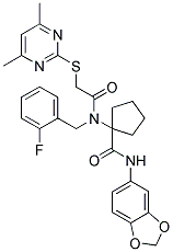 N-(BENZO[D][1,3]DIOXOL-5-YL)-1-(2-(4,6-DIMETHYLPYRIMIDIN-2-YLTHIO)-N-(2-FLUOROBENZYL)ACETAMIDO)CYCLOPENTANECARBOXAMIDE 结构式