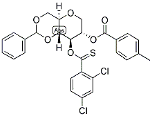 1,5-Anhydro-4,6-O-benzylidene-3-O-[2,4-dichlorophenyl]thiocarbonyl-2-O-p-toluoyl-D-glucitol 结构式