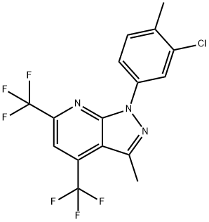 1-(3-CHLORO-4-METHYLPHENYL)-3-METHYL-4,6-BIS(TRIFLUOROMETHYL)-1H-PYRAZOLO[3,4-B]PYRIDINE 结构式