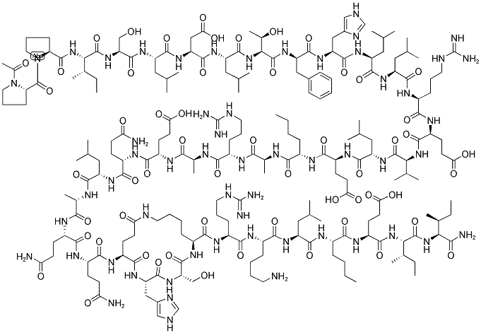 AC-PRO-PRO-ILE-SER-LEU-ASP-LEU-THR-PHE-HIS-LEU-LEU-ARG-GLU-VAL-LEU-GLU-NLE-ALA-ARG-ALA-GLU-GLN-LEU-ALA-GLN-GLN-(Γ-GLU-HIS-SER-LYS)-ARG-LYS-LEU-NLE-GLU-ILE-ILE-NH2(CYCLIZED GLU28-LYS31) 结构式