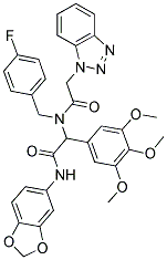2-(2-(1H-BENZO[D][1,2,3]TRIAZOL-1-YL)-N-(4-FLUOROBENZYL)ACETAMIDO)-N-(BENZO[D][1,3]DIOXOL-5-YL)-2-(3,4,5-TRIMETHOXYPHENYL)ACETAMIDE 结构式