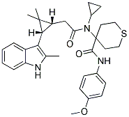 4-(N-CYCLOPROPYL-2-((1R,3S)-2,2-DIMETHYL-3-(2-METHYL-1H-INDOL-3-YL)CYCLOPROPYL)ACETAMIDO)-N-(4-METHOXYPHENYL)-TETRAHYDRO-2H-THIOPYRAN-4-CARBOXAMIDE 结构式