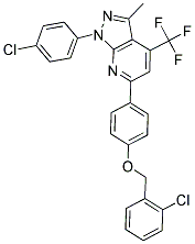 6-(4-(2-CHLOROBENZYLOXY)PHENYL)-1-(4-CHLOROPHENYL)-3-METHYL-4-(TRIFLUOROMETHYL)-1H-PYRAZOLO[3,4-B]PYRIDINE 结构式