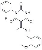 (5E)-1-(2-FLUOROPHENYL)-5-{1-[(2-METHOXYBENZYL)AMINO]ETHYLIDENE}PYRIMIDINE-2,4,6(1H,3H,5H)-TRIONE 结构式