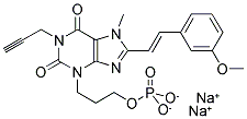 3,7-DIHYDRO-8-[(1E)-2-(3-METHOXYPHENYL)ETHENYL]-7-METHYL-3-[3-(PHOSPHONOOXY)PROPYL-1-(2-PROPYNYL)-1H-PURINE-2,6-DIONE DISODIUM SALT 结构式