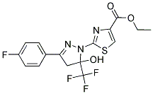 ETHYL 2-[3-(4-FLUOROPHENYL)-5-HYDROXY-5-(TRIFLUOROMETHYL)-4,5-DIHYDRO-1H-PYRAZOL-1-YL]-1,3-THIAZOLE-4-CARBOXYLATE 结构式