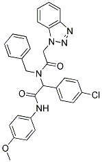 2-(2-(1H-Benzo[d][1,2,3]triazol-1-yl)-N-benzylacetamido)-2-(4-chlorophenyl)-N-(4-methoxyphenyl)acetamide 结构式