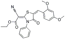 ETHYL 2-CYANO-2-{5-[(E)-(2,4-DIMETHOXYPHENYL)METHYLIDENE]-4-OXO-3-PHENYL-1,3-THIAZOLIDIN-2-YLIDENE}ACETATE 结构式