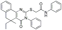 2-[(5-Ethyl-5-methyl-4-oxo-3-phenyl-3,4,5,6-tetrahydrobenzo[h]quinazolin-2-yl)sulfanyl]-N-phenylacetamide 结构式