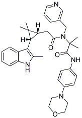 2-(2-((1R,3S)-2,2-DIMETHYL-3-(2-METHYL-1H-INDOL-3-YL)CYCLOPROPYL)-N-(PYRIDIN-3-YLMETHYL)ACETAMIDO)-2-METHYL-N-(4-MORPHOLINOPHENYL)PROPANAMIDE 结构式