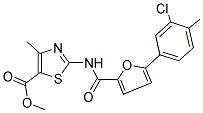 METHYL 2-{[5-(3-CHLORO-4-METHYLPHENYL)-2-FUROYL]AMINO}-4-METHYL-1,3-THIAZOLE-5-CARBOXYLATE 结构式